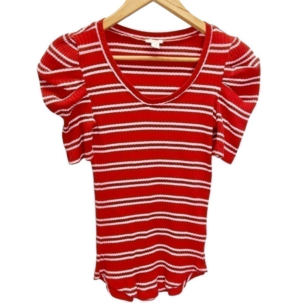 Hinge 90's Style Striped V Neck Tee Sz XXS